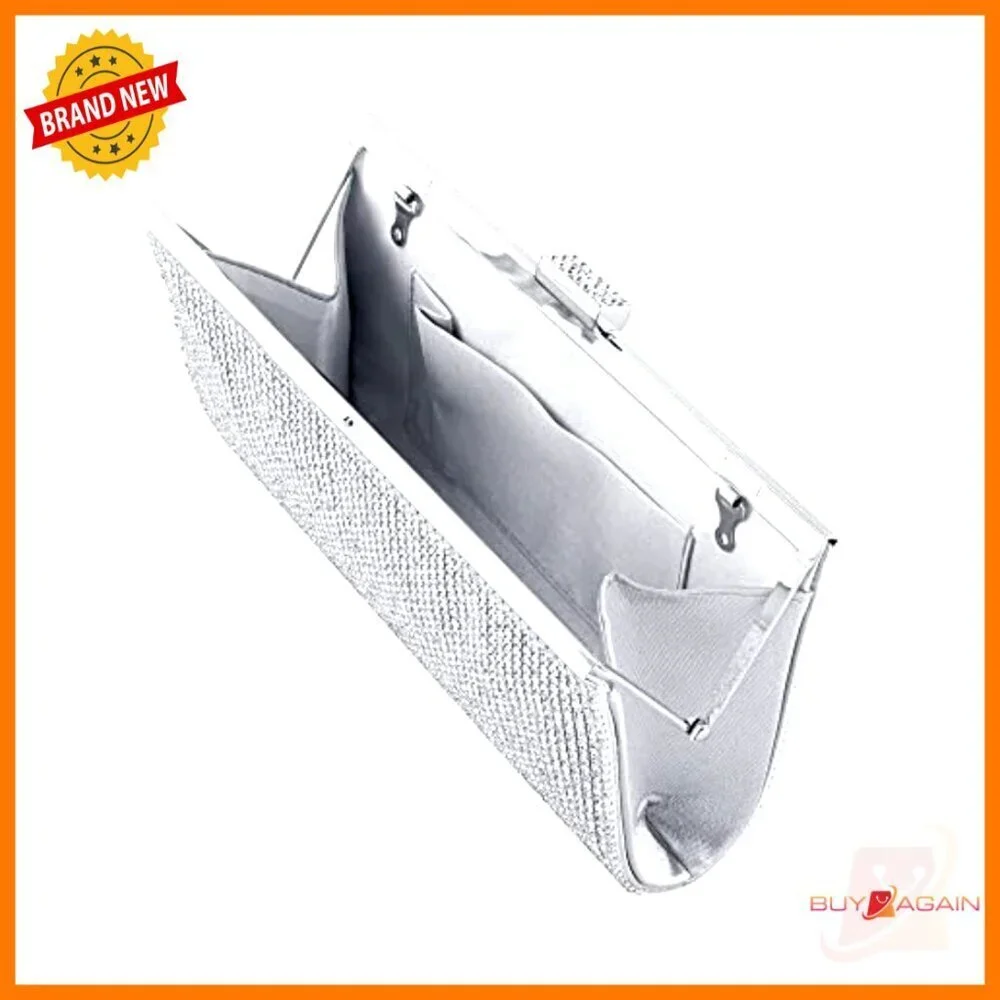 Rhinestone Clutch Purse with Detachable Chains for Evening Wedding Events